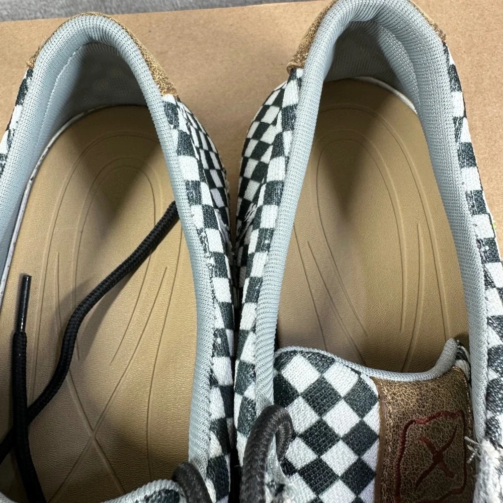 Twisted X Zero-X Boat Shoes Mens 11 Black White Checkerboard EcoTWX LXP00234
